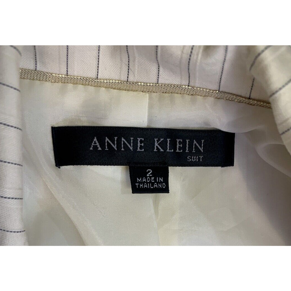 Vtg Anne Klein Blazer Womens Size 2 White w/ Stripes Shoulder Pads Sport Coat - Picture 9 of 14
